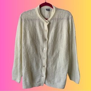 Vintage Cream Button-Up Women's Sweater